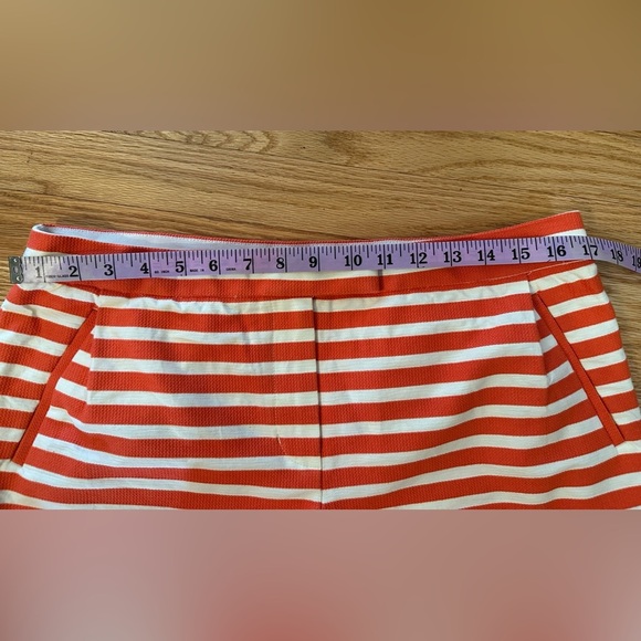 J Crew Women Short Size 12 Orange Striped Textured Chino Flat Front Inseam 3 - Picture 10 of 11
